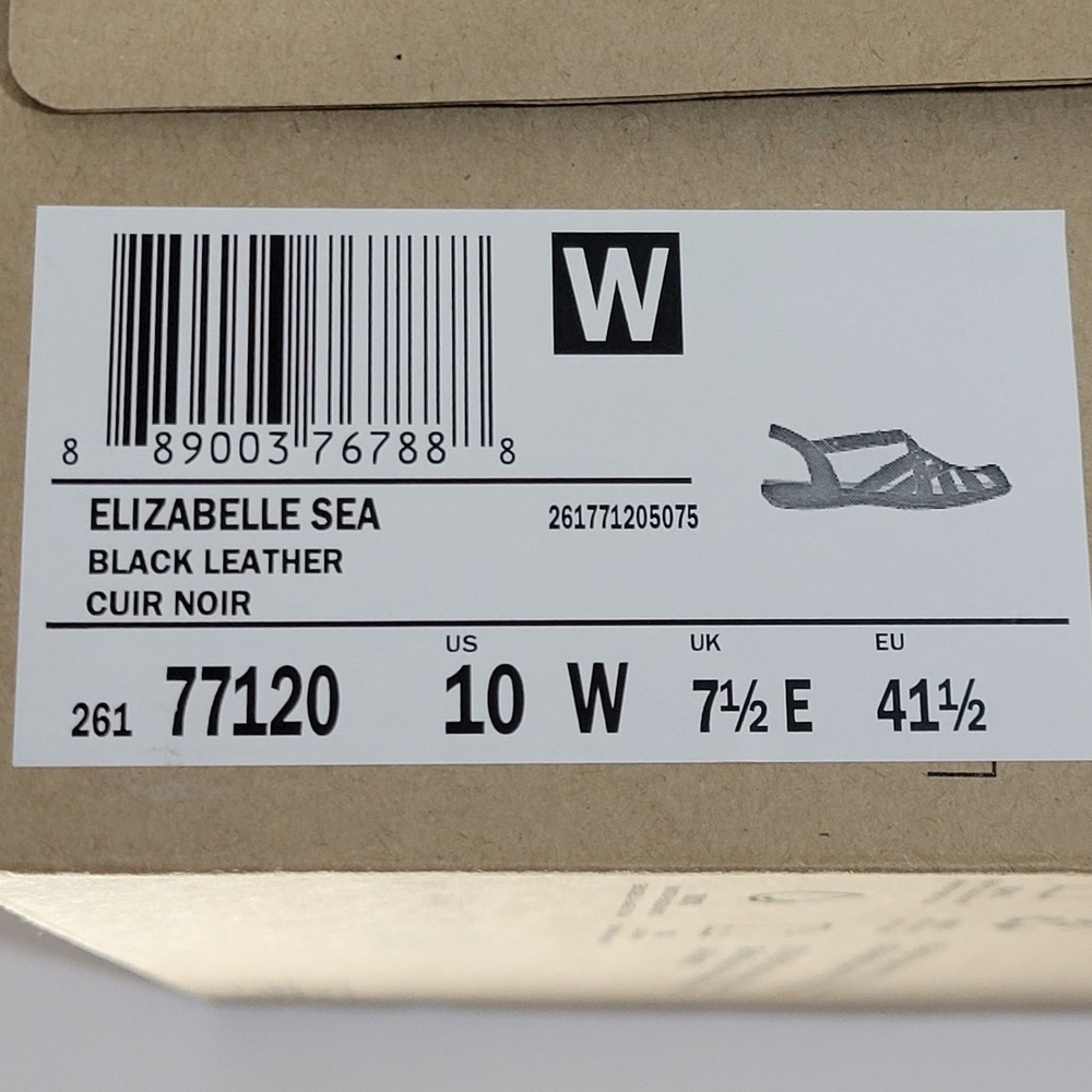 Clarks Elizabelle Sea Sandals Womens 10W Wide Black Leather Strappy Closed Toe - Picture 11 of 16